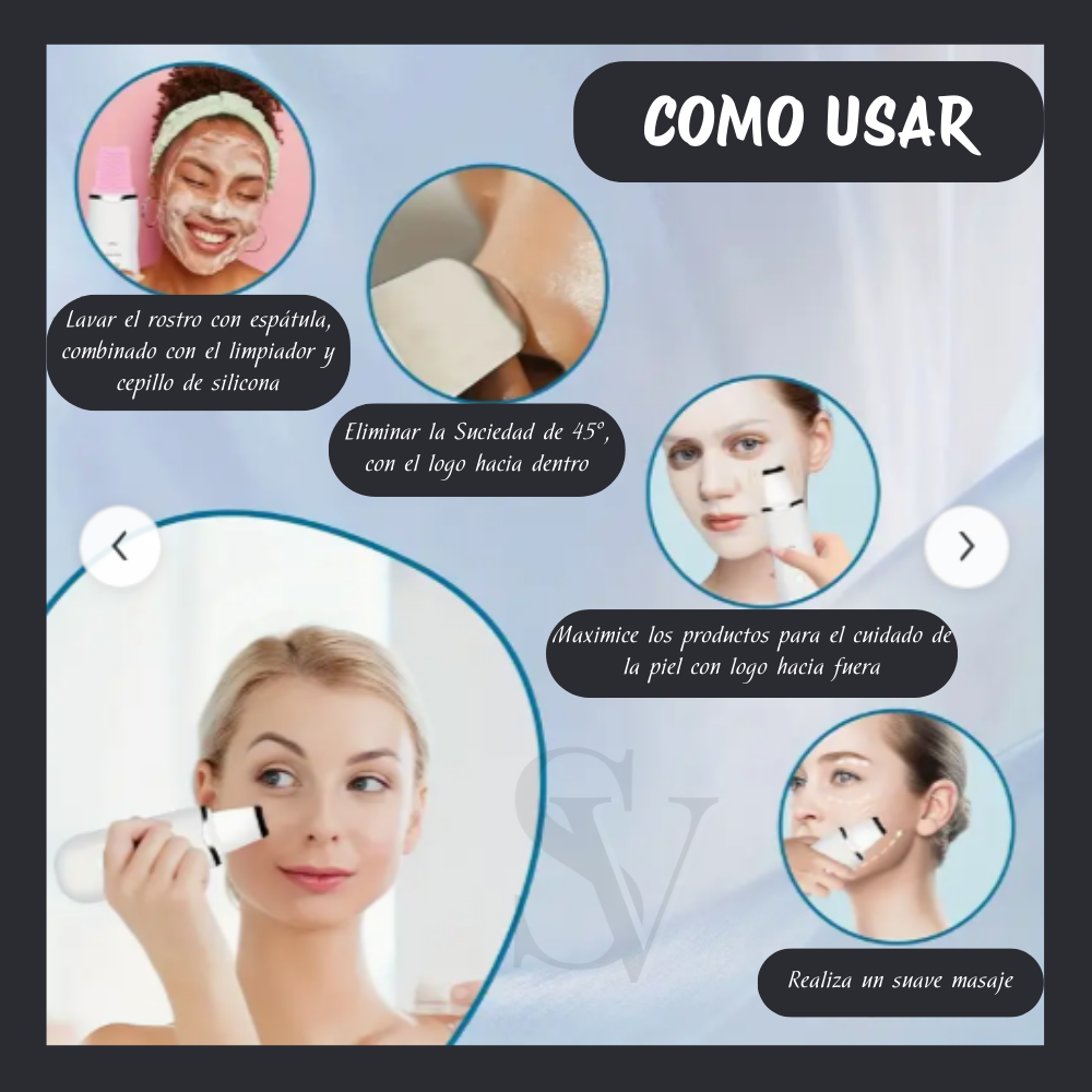 ✨ SkinWave™ Pro – Paleta Ultrasónica de Limpieza Facial 5 en 1 ✨