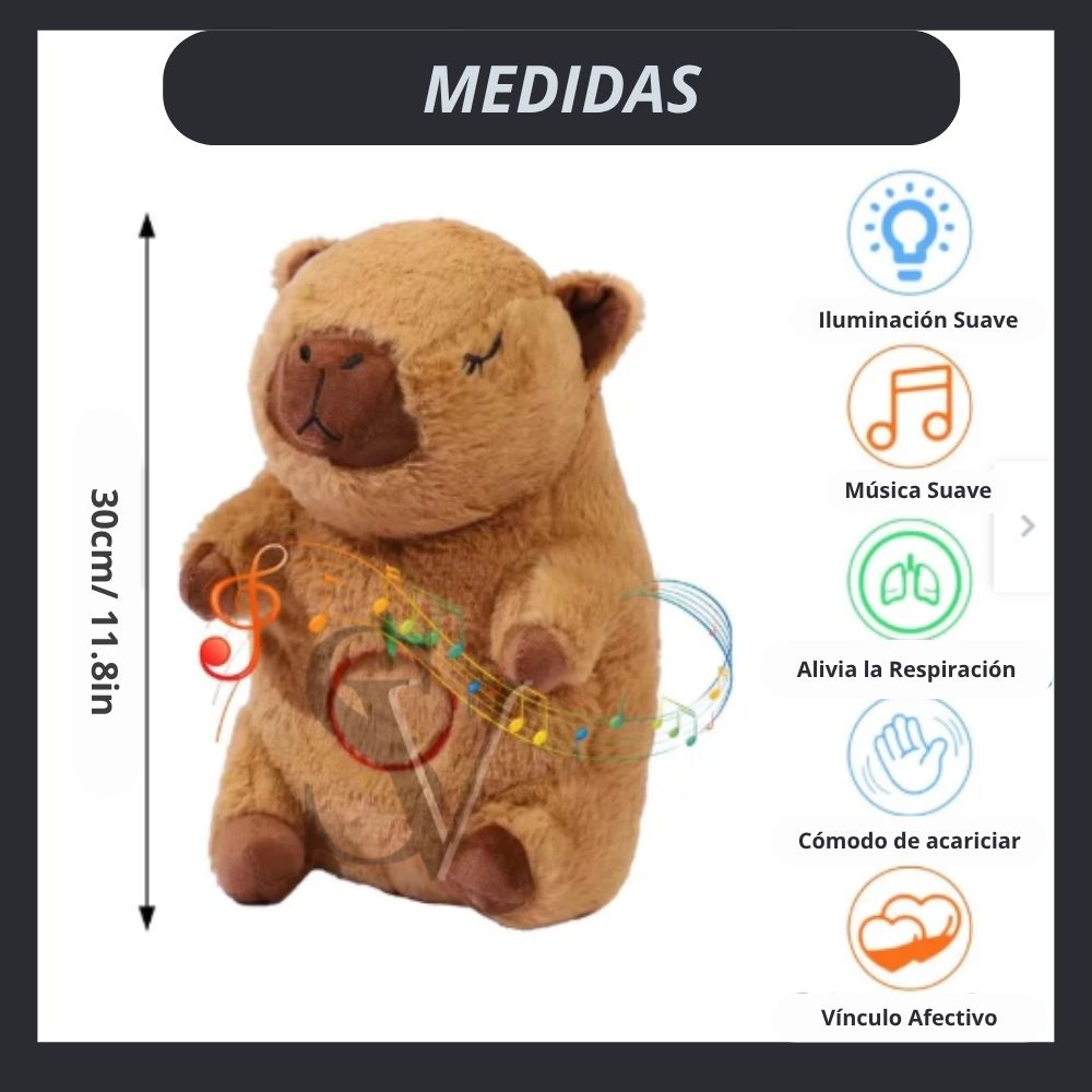 🧸 Capibara Musical™ – El peluche que respira y abraza de verdad